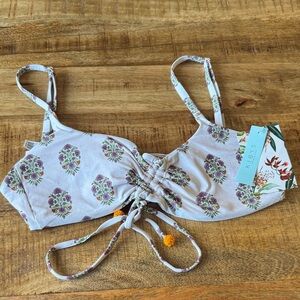 KIBYS swim bra bikini top flower stamp printed rose garden Roma top medium NWT